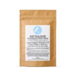 brown sachet of bath salts on white background