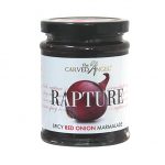 glass jar full of chutney on white background