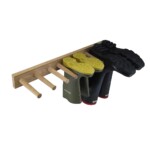 rack with boots on white background