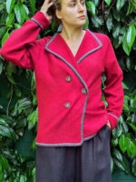 woman wearing jacket in garden
