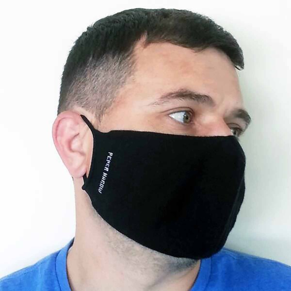 man wearing mask side view