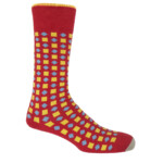 red patterned socks on white background