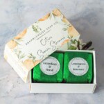 two wrapped shower cubes in a box