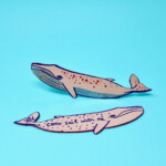 both sides of whale bookmark on blue background