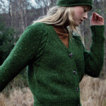 Wool Raglan Cable Detail Cardigan: Shamrock