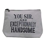 grey wash bag on white background