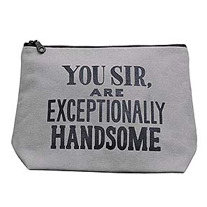 grey wash bag on white background