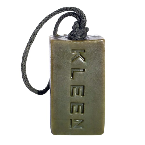 naked soap on a rope on white background