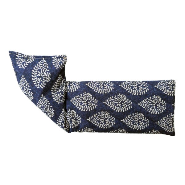 navy patterned wheat bag on a white background