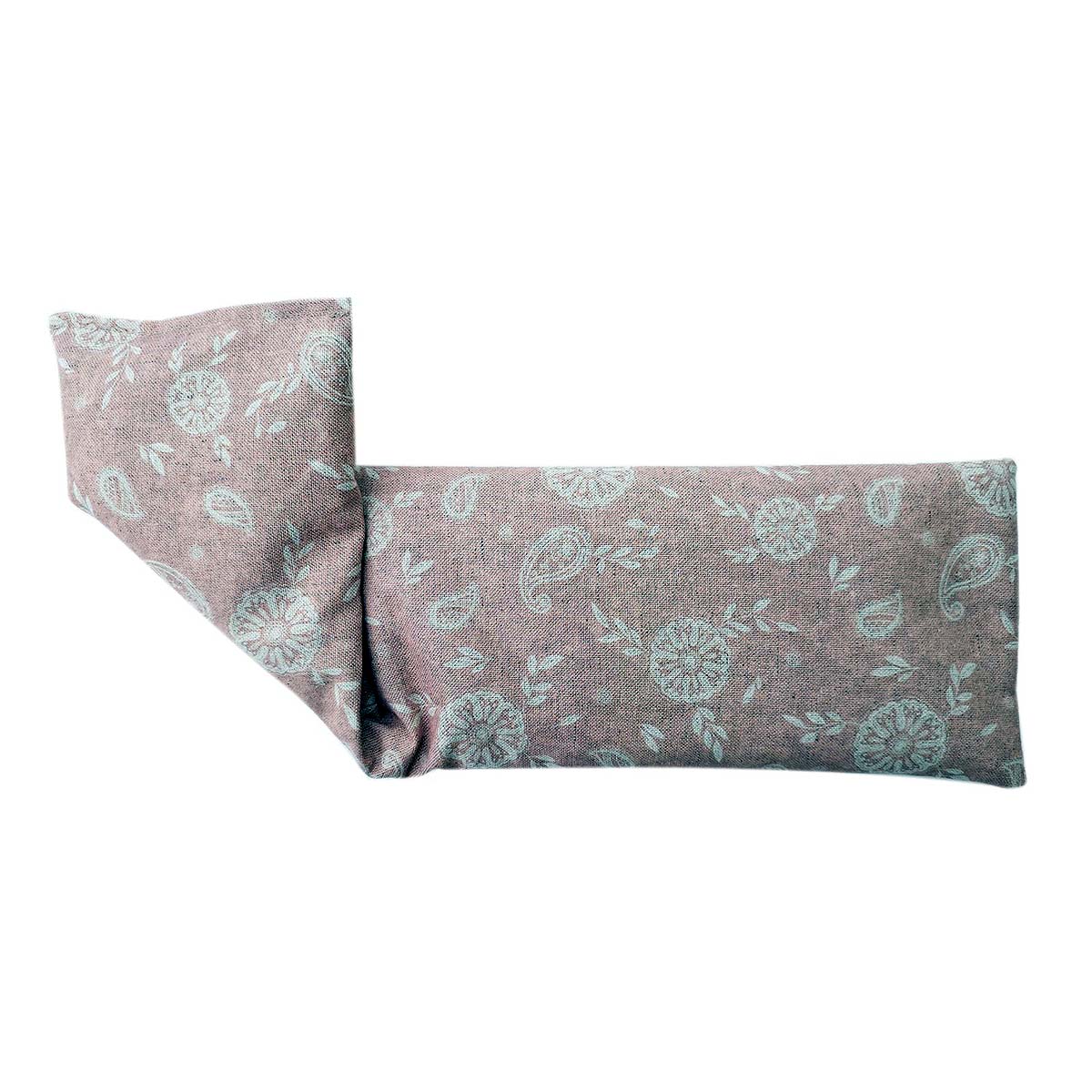 pink patterned wheat bag on white background