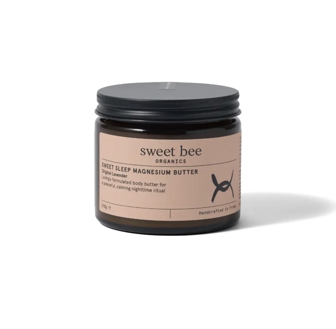 sweet-bee-magnesium-butter lidded glass jar on white background