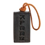 naked soap on a rope on white background